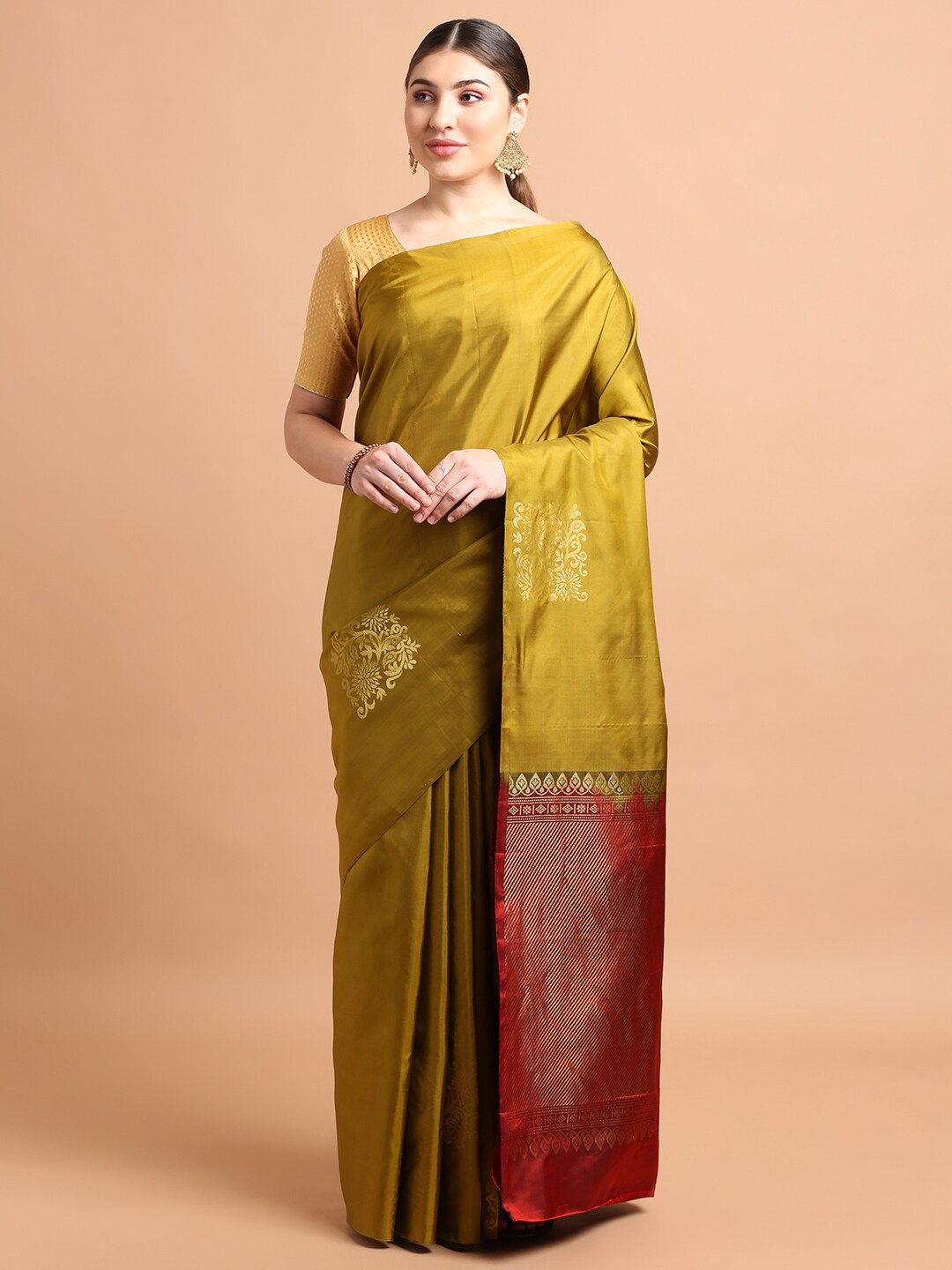 Kalyan Silks Ethnic Motifs Woven Design Zari Detailed Pure Silk Kanjeevaram Saree, Green
Kalyan Silks Ethnic Motifs Woven Design Zari Detailed Pure Silk Kanjeevaram Saree, Green
