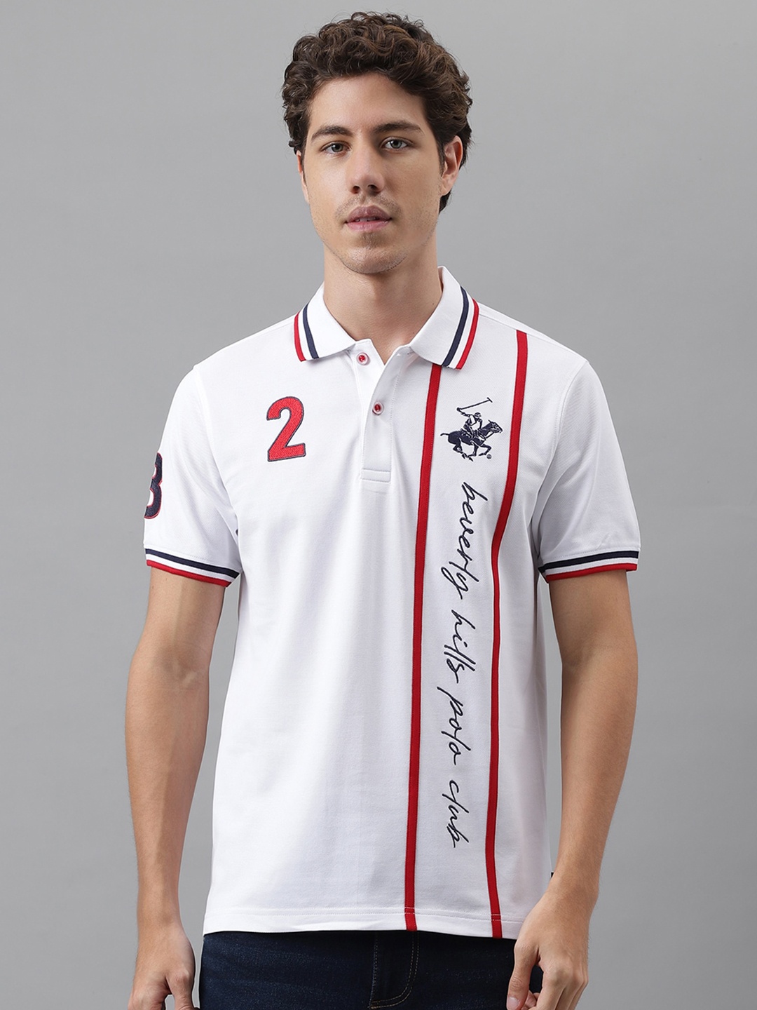 Beverly Hills Polo Club Typography Printed Polo Collar Pure Cotton Applique T-shirt, White
Beverly Hills Polo Club Typography Printed Polo Collar Pure Cotton Applique T-shirt, White
