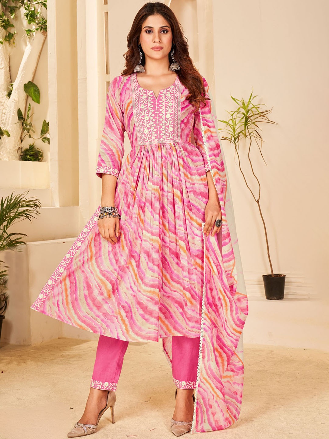 PREMROOP- THE STYLE YOU LOVE Leheriya Dyed Pure Cotton Kurta & Trousers With Dupatta, Pink
PREMROOP- THE STYLE YOU LOVE Leheriya Dyed Pure Cotton Kurta & Trousers With Dupatta, Pink