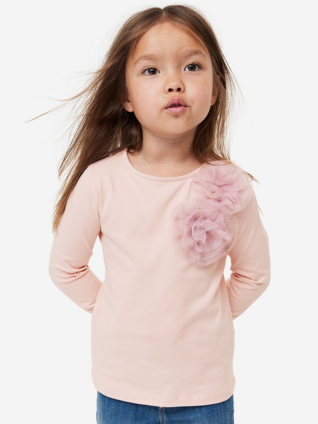 H&M Girls Appliqued Jersey Top, Pink