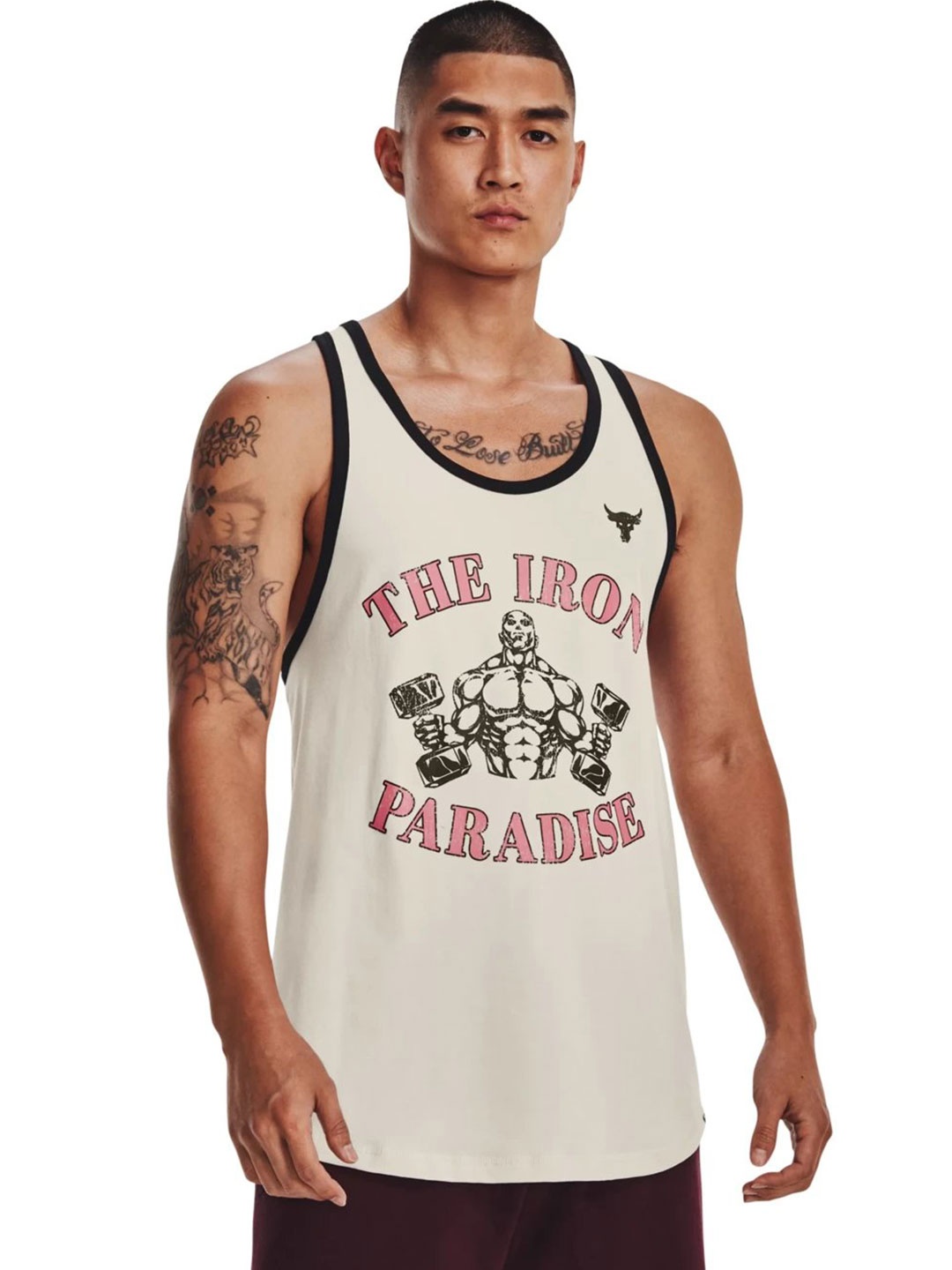 UNDER ARMOUR Project Rock IPBC Typographic Printed Relaxed Fit Tank T-Shirt, Off white
UNDER ARMOUR Project Rock IPBC Typographic Printed Relaxed Fit Tank T-Shirt, Off white