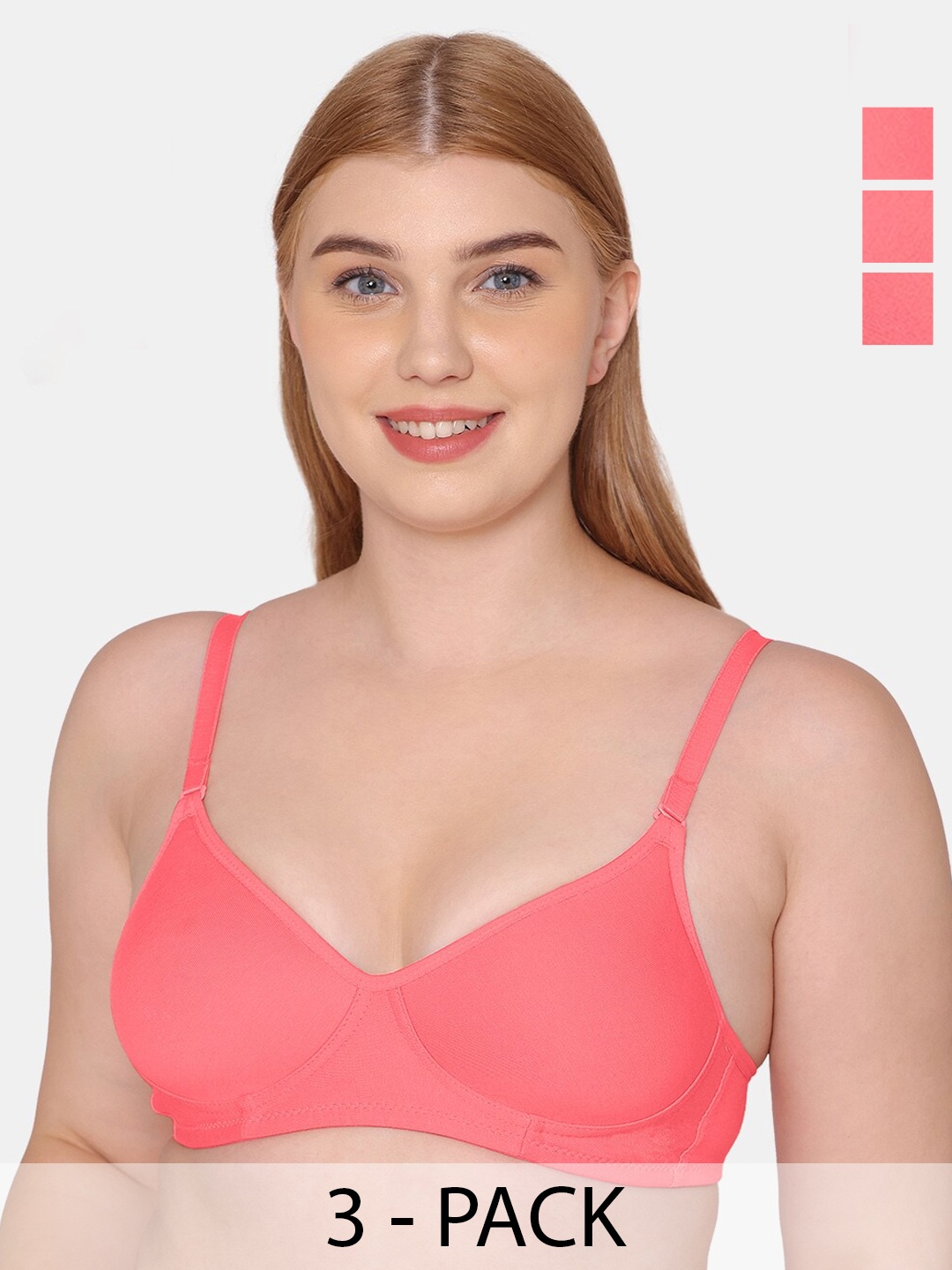 KOMLI Pack of 3 Full Coverage Lightly Padded T-shirt Bra With All Day Comfort, Coral
KOMLI Pack of 3 Full Coverage Lightly Padded T-shirt Bra With All Day Comfort, Coral
