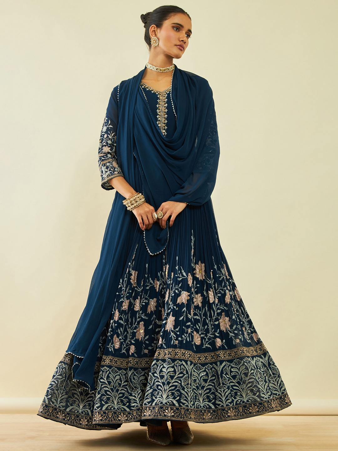 Soch Blue Floral Embroidered Anarkali Gotta Patti Kurta With Churidar & Dupatta
Soch Blue Floral Embroidered Anarkali Gotta Patti Kurta With Churidar & Dupatta