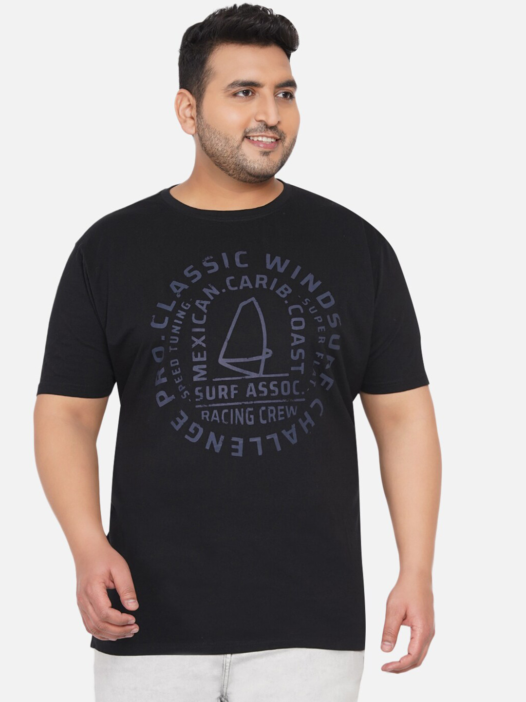 Santonio Plus Size Typography Printed Pure Cotton T-shirt, Black
Santonio Plus Size Typography Printed Pure Cotton T-shirt, Black