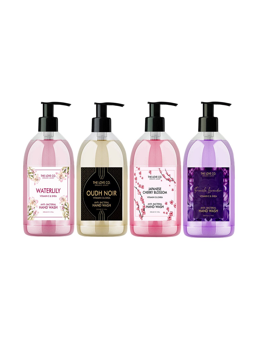 The Love Co Pack of 4 Oud Noir,Japanese Cherry Blossom,Rose &Lavender Hand Wash 300mleach, White
The Love Co Pack of 4 Oud Noir,Japanese Cherry Blossom,Rose &Lavender Hand Wash 300mleach, White