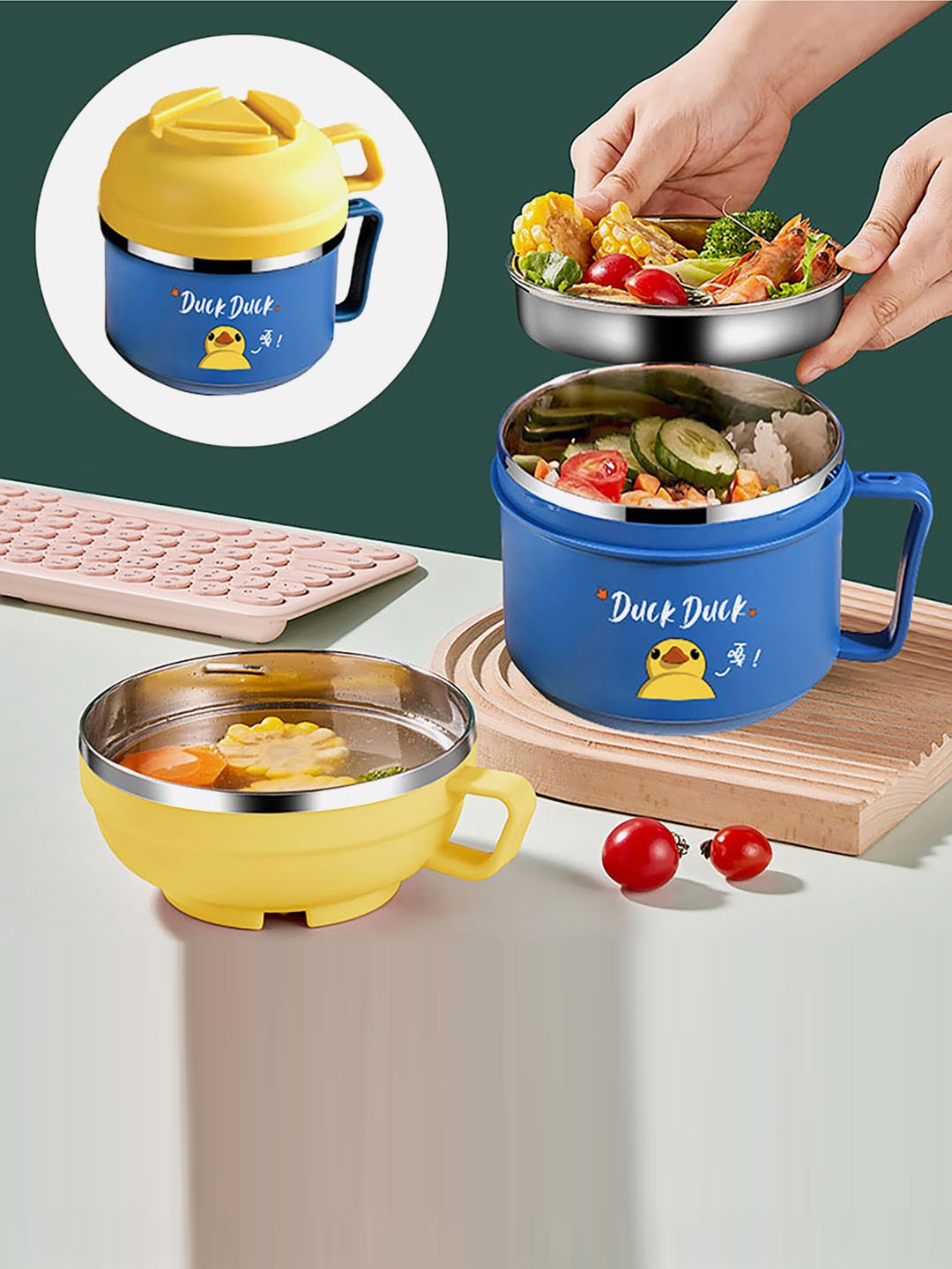 Little Surprise Box LLP Blue & Yellow Duck Printed Stainless Steel Lunch Box With Handle
Little Surprise Box LLP Blue & Yellow Duck Printed Stainless Steel Lunch Box With Handle