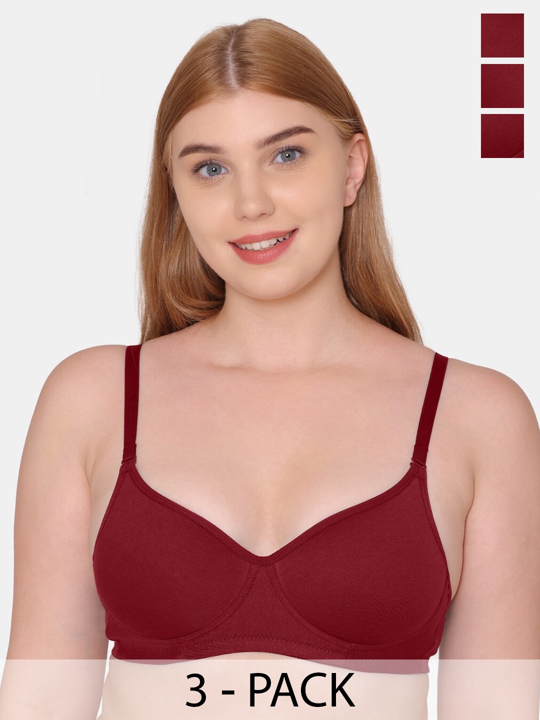 KOMLI Pack of 3 Full Coverage Lightly Padded T-shirt Bra With All Day Comfort, Maroon
KOMLI Pack of 3 Full Coverage Lightly Padded T-shirt Bra With All Day Comfort, Maroon