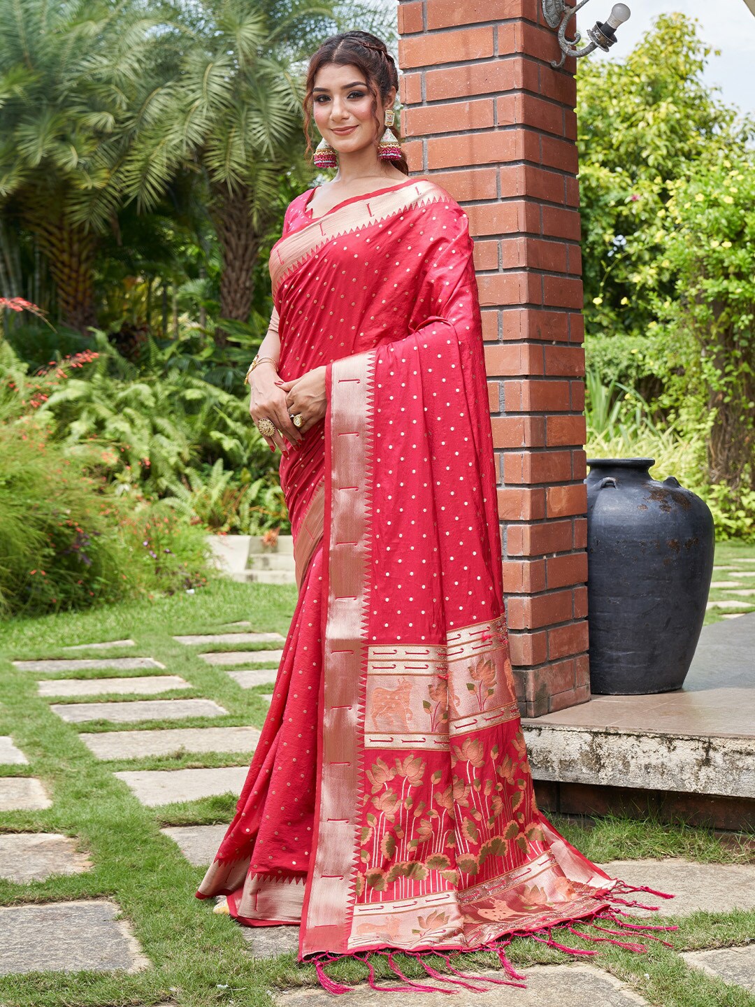 KARAGIRI Woven Design Zari Banarasi Saree, Red