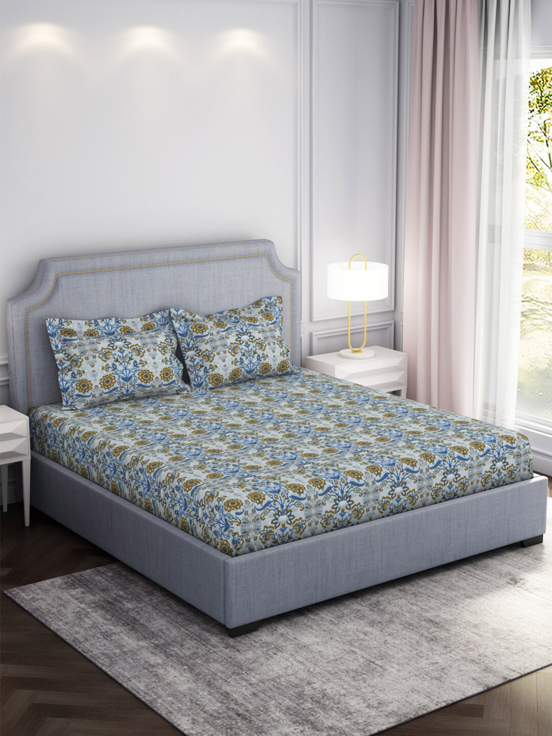 Welspun Adore Grey & Blue Floral Microfiber 104 TC Queen Bedsheet With 2 Pillow Covers
Welspun Adore Grey & Blue Floral Microfiber 104 TC Queen Bedsheet With 2 Pillow Covers