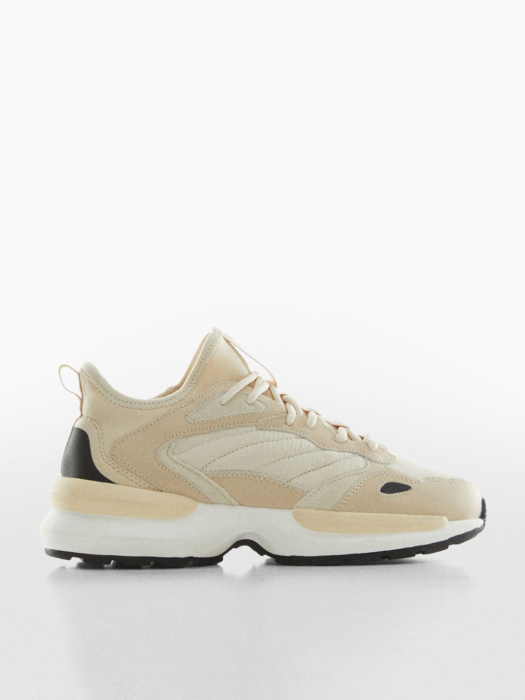 MANGO Women Colourblocked Sneakers, Beige