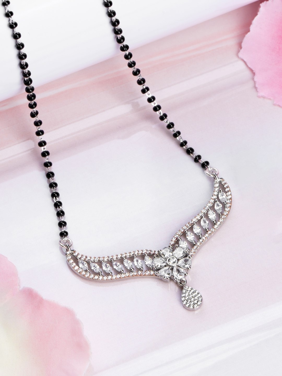 Zavya 925 Sterling Silver Artificial Stones-Studded Rhodium-Plated Mangalsutra, Multi
Zavya 925 Sterling Silver Artificial Stones-Studded Rhodium-Plated Mangalsutra, Multi