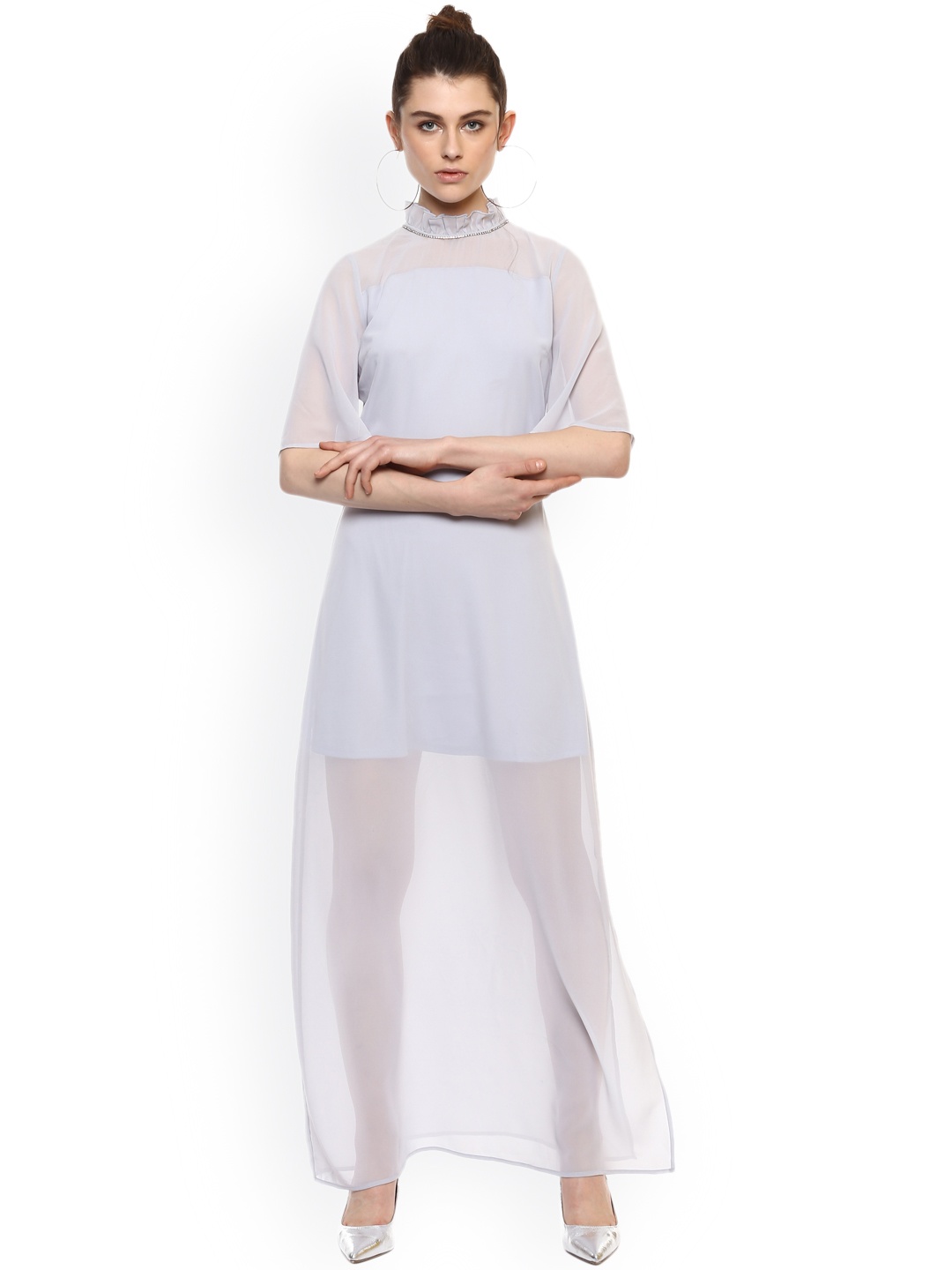 Kazo Women Grey Solid Maxi Dress