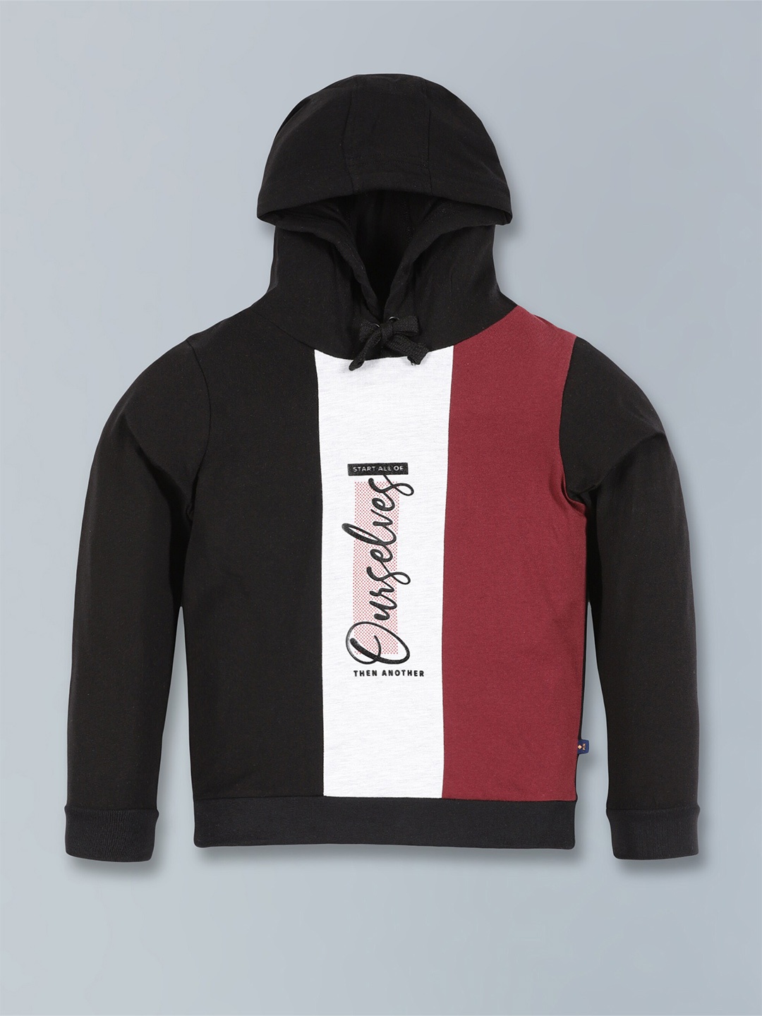 3PIN Boys Colourblocked Hooded Neck Long Sleeves Cotton Pullover Sweatshirt, Black
3PIN Boys Colourblocked Hooded Neck Long Sleeves Cotton Pullover Sweatshirt, Black