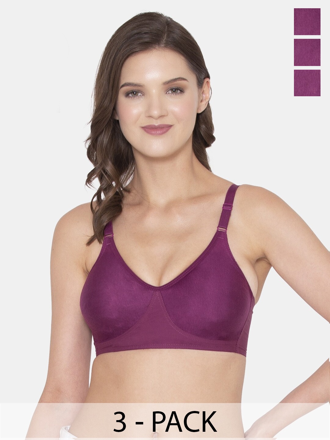 Souminie Pack Of 3 Full Coverage Non Padded Cotton Everyday Bra With All Day Comfort, Magenta
Souminie Pack Of 3 Full Coverage Non Padded Cotton Everyday Bra With All Day Comfort, Magenta