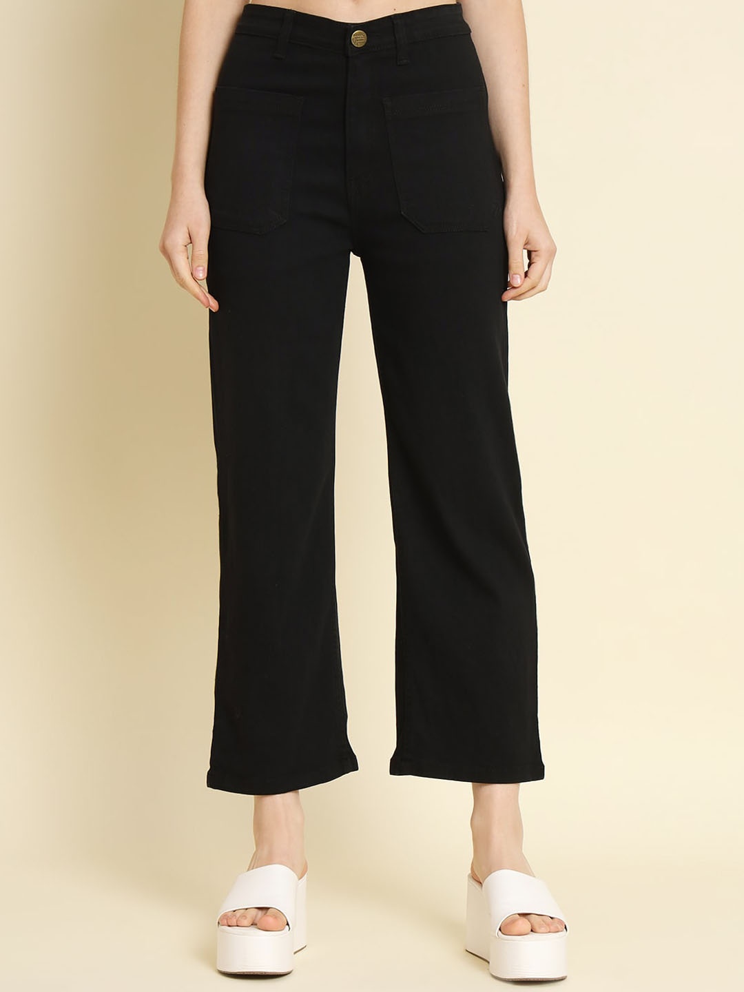AngelFab Women Jean Straight Fit Dark Shade High-Rise Clean Look Cotton Cropped Jeans, Black
AngelFab Women Jean Straight Fit Dark Shade High-Rise Clean Look Cotton Cropped Jeans, Black