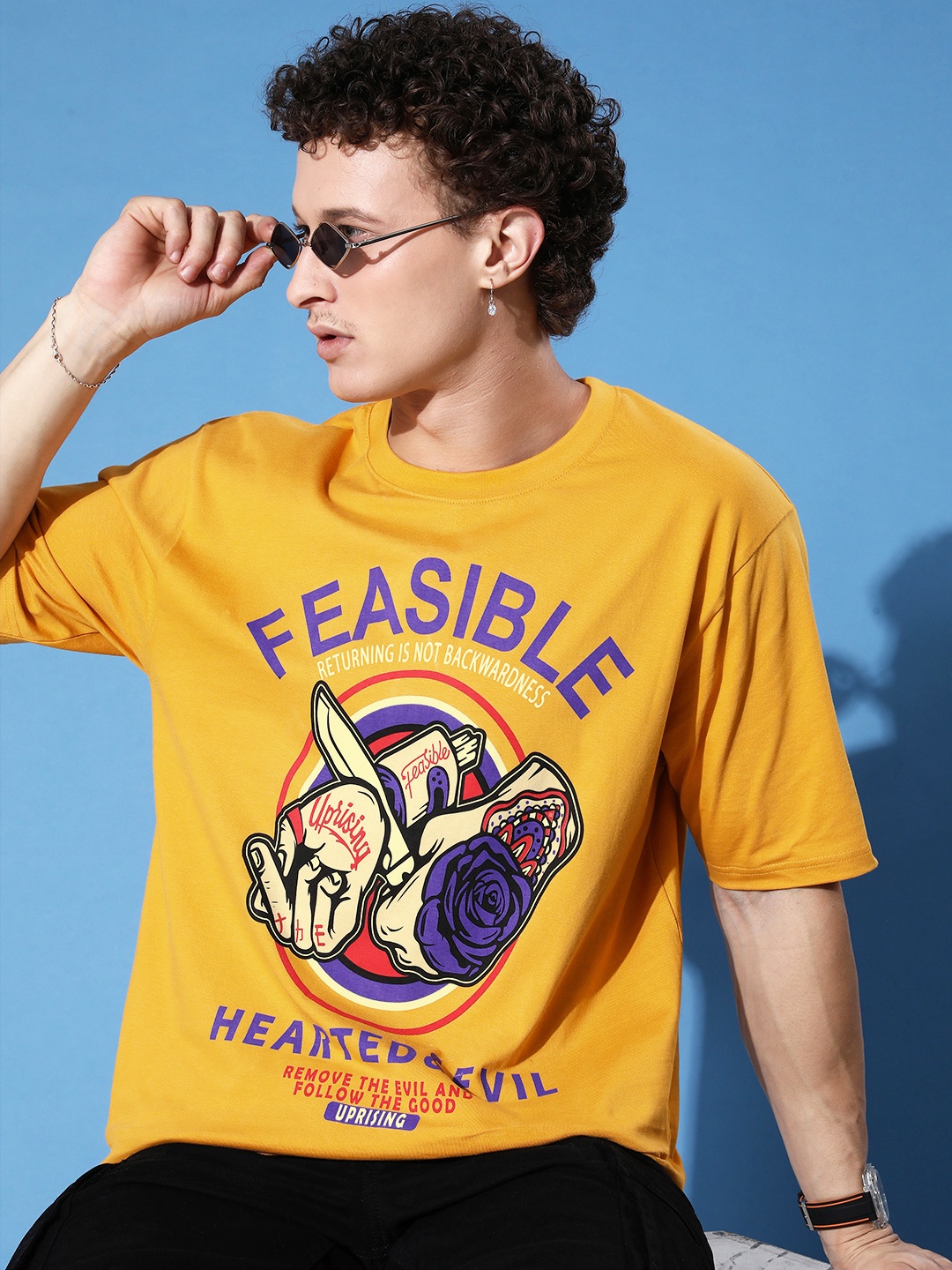 FREE SOCIETY Men Graphic Printed Drop-Shoulder Sleeves Oversized Pure Cotton T-shirt, Mustard
FREE SOCIETY Men Graphic Printed Drop-Shoulder Sleeves Oversized Pure Cotton T-shirt, Mustard