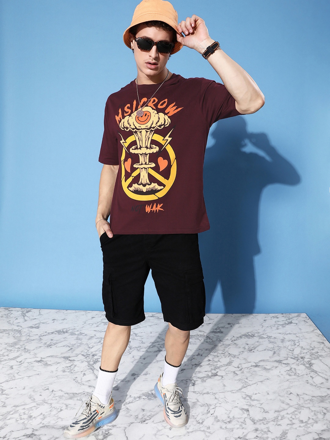 FREE SOCIETY Men Graphic Printed Drop-Shoulder Sleeves Oversized Pure Cotton T-shirt, Burgundy
FREE SOCIETY Men Graphic Printed Drop-Shoulder Sleeves Oversized Pure Cotton T-shirt, Burgundy