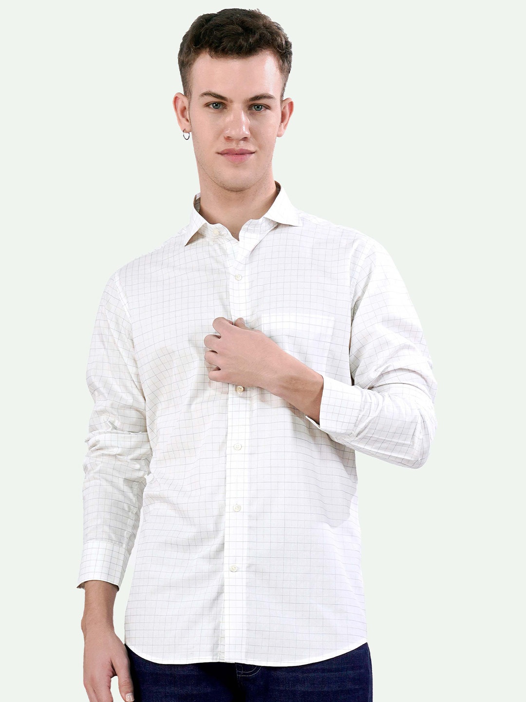 FRENCH CROWN Standard Grid Tattersall Checked Spread Collar Cotton Casual Shirt, White
FRENCH CROWN Standard Grid Tattersall Checked Spread Collar Cotton Casual Shirt, White