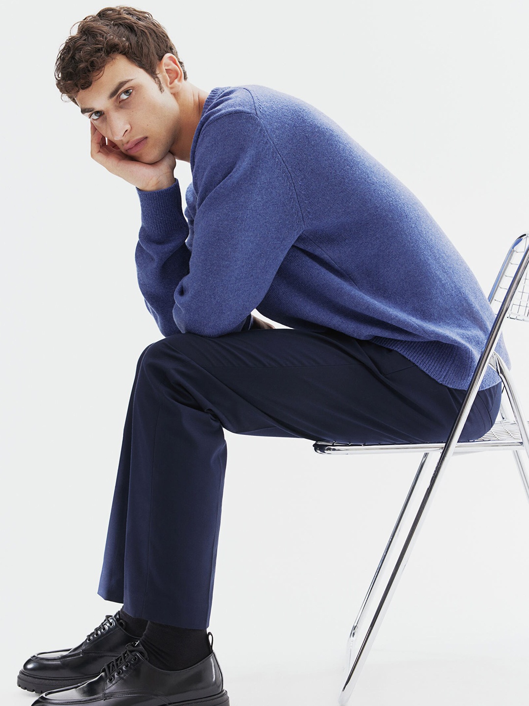 H&M Regular Fit Wool Jumper, Blue