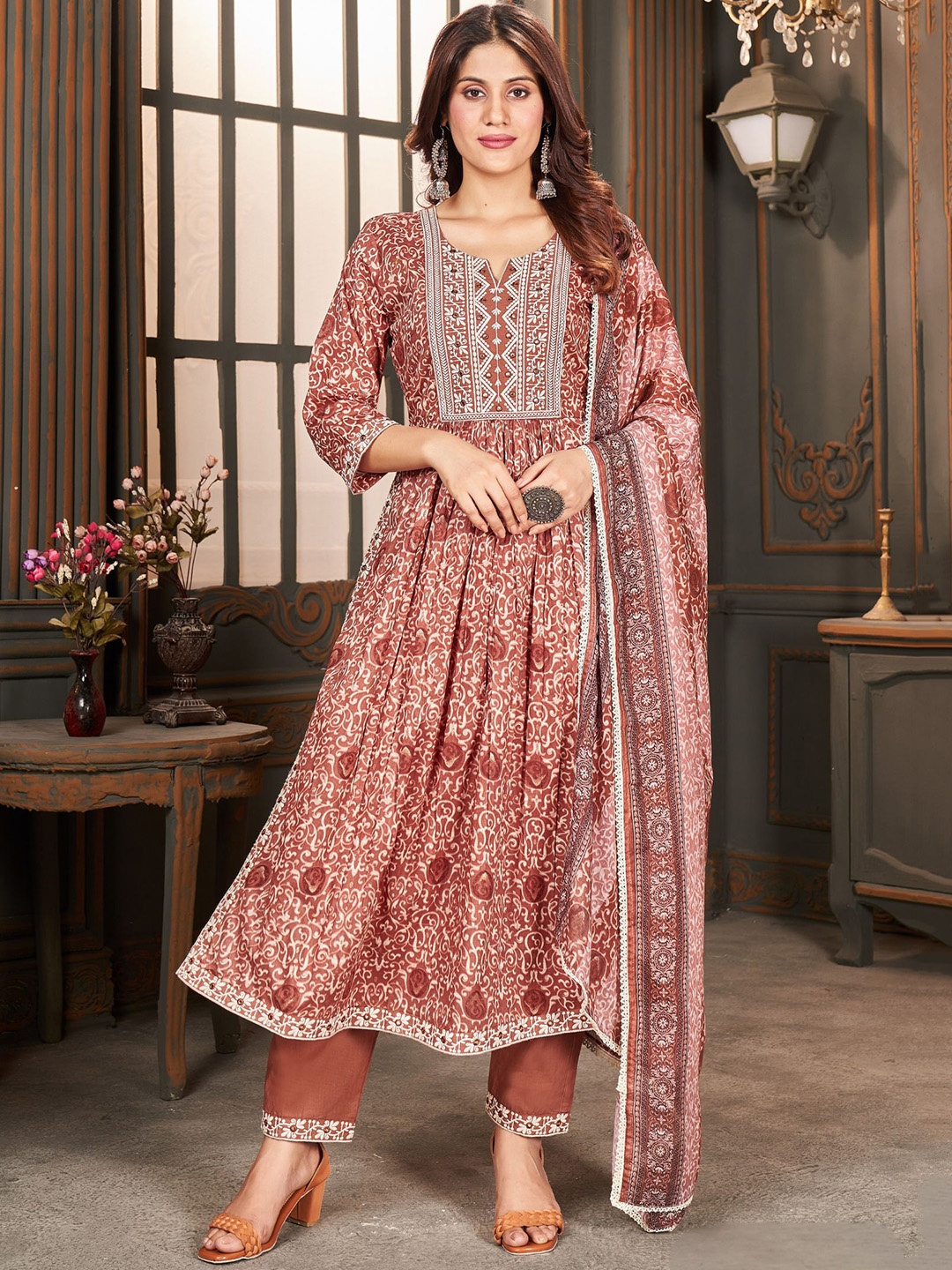 PREMROOP- THE STYLE YOU LOVE Ethnic Motifs Print Pure Cotton Kurta With Trousers & Dupatta, Red
PREMROOP- THE STYLE YOU LOVE Ethnic Motifs Print Pure Cotton Kurta With Trousers & Dupatta, Red