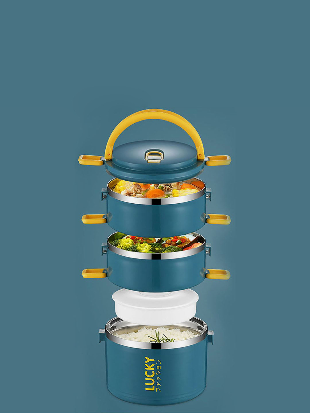 Little Surprise Box LLP Green & Yellow 3-Storey Stainless Steel Lunch Box With Cover
Little Surprise Box LLP Green & Yellow 3-Storey Stainless Steel Lunch Box With Cover