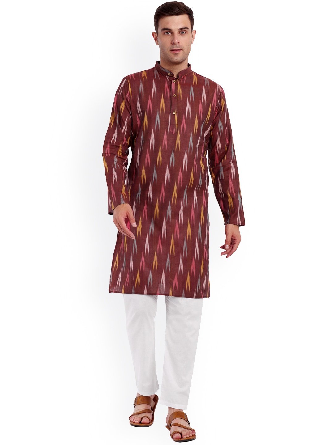 Enciger Ethnic Motifs Printed Band Collar Pure Cotton Straight Kurta With Trousers, Maroon
Enciger Ethnic Motifs Printed Band Collar Pure Cotton Straight Kurta With Trousers, Maroon