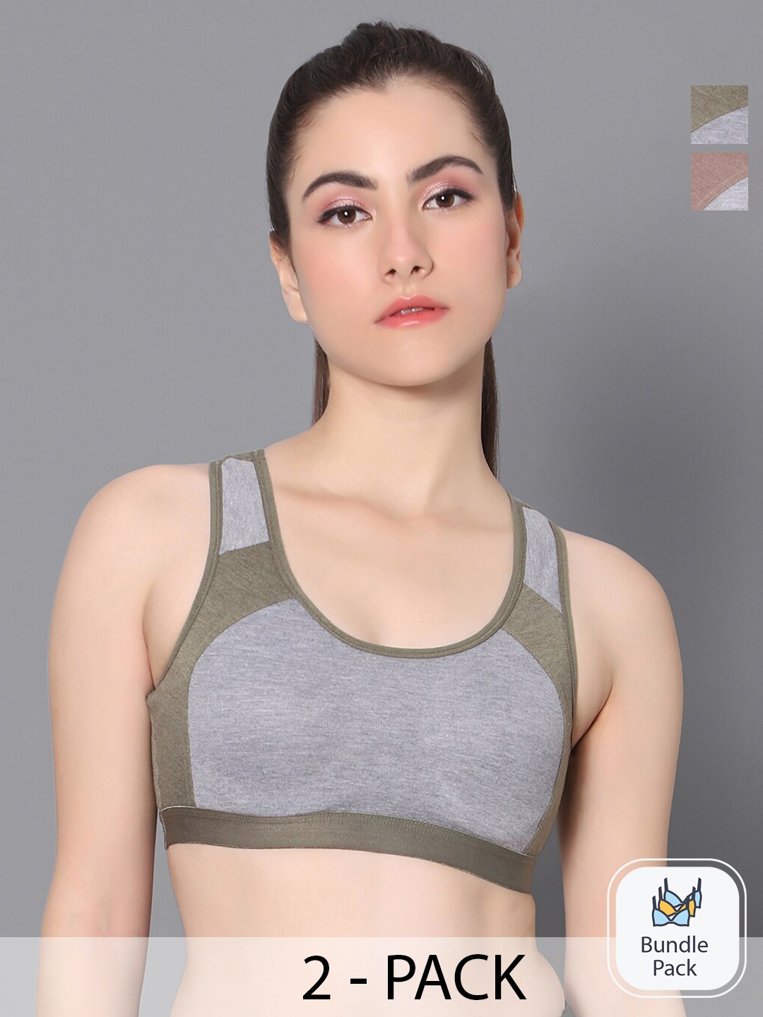 True Shape Pack Of 2 Colourblocked Full Coverage Anti Microbial Workout Bra, Olive
True Shape Pack Of 2 Colourblocked Full Coverage Anti Microbial Workout Bra, Olive