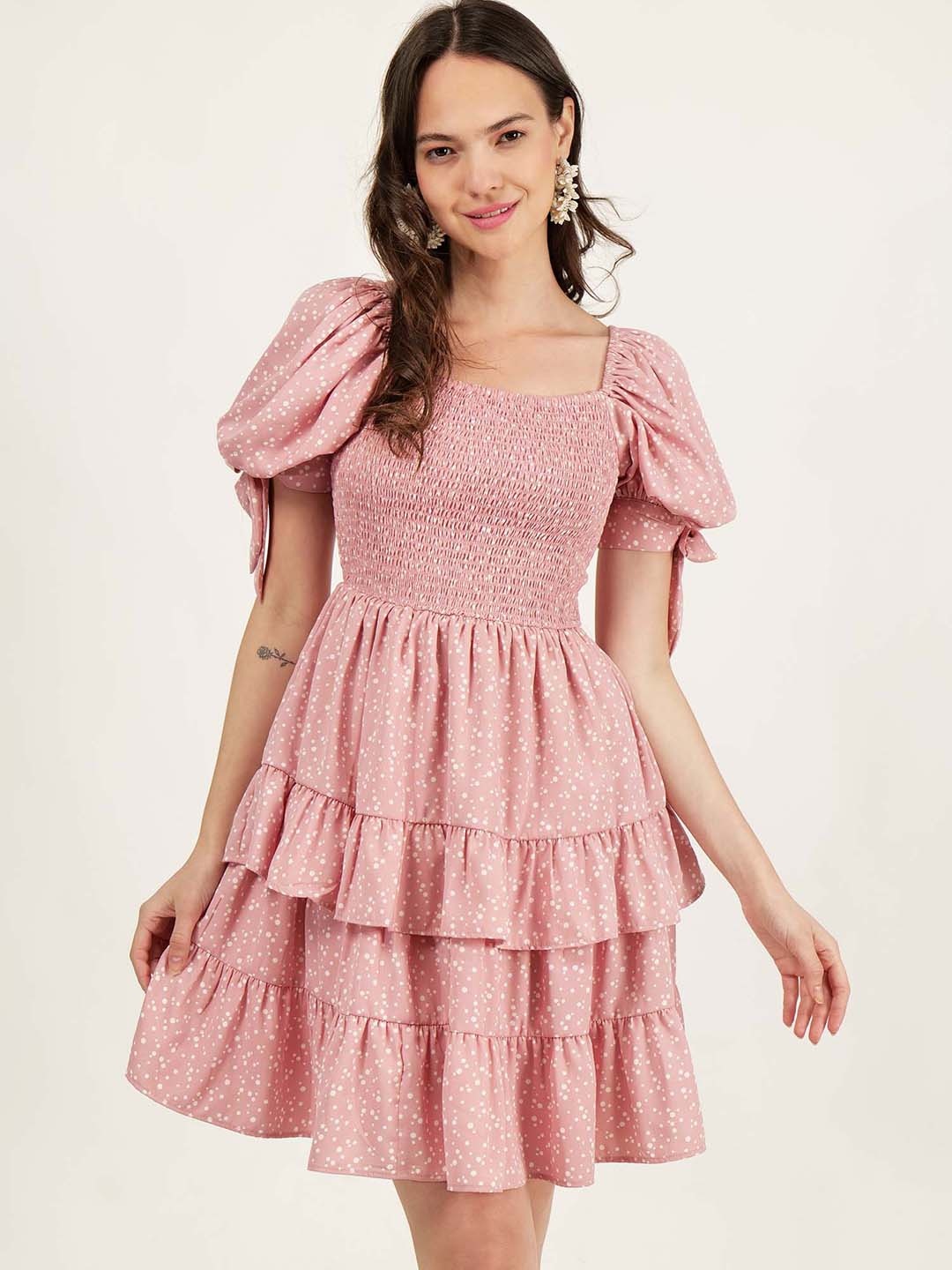 DRIRO Geometric Printed Smocked Detailed Square Neck Flutter Sleeve Fit & Flare Dress, Pink
DRIRO Geometric Printed Smocked Detailed Square Neck Flutter Sleeve Fit & Flare Dress, Pink