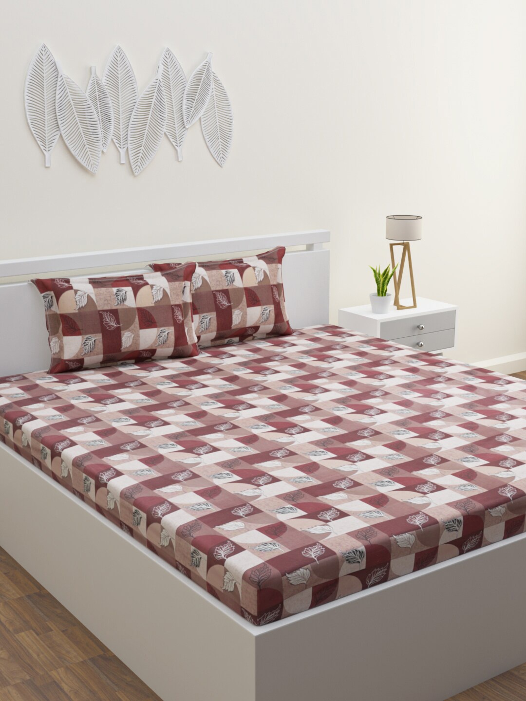 HERE&NOW Maroon & White Geometric Cotton 120 TC Queen Bedsheet With 2 Pillow Covers
HERE&NOW Maroon & White Geometric Cotton 120 TC Queen Bedsheet With 2 Pillow Covers