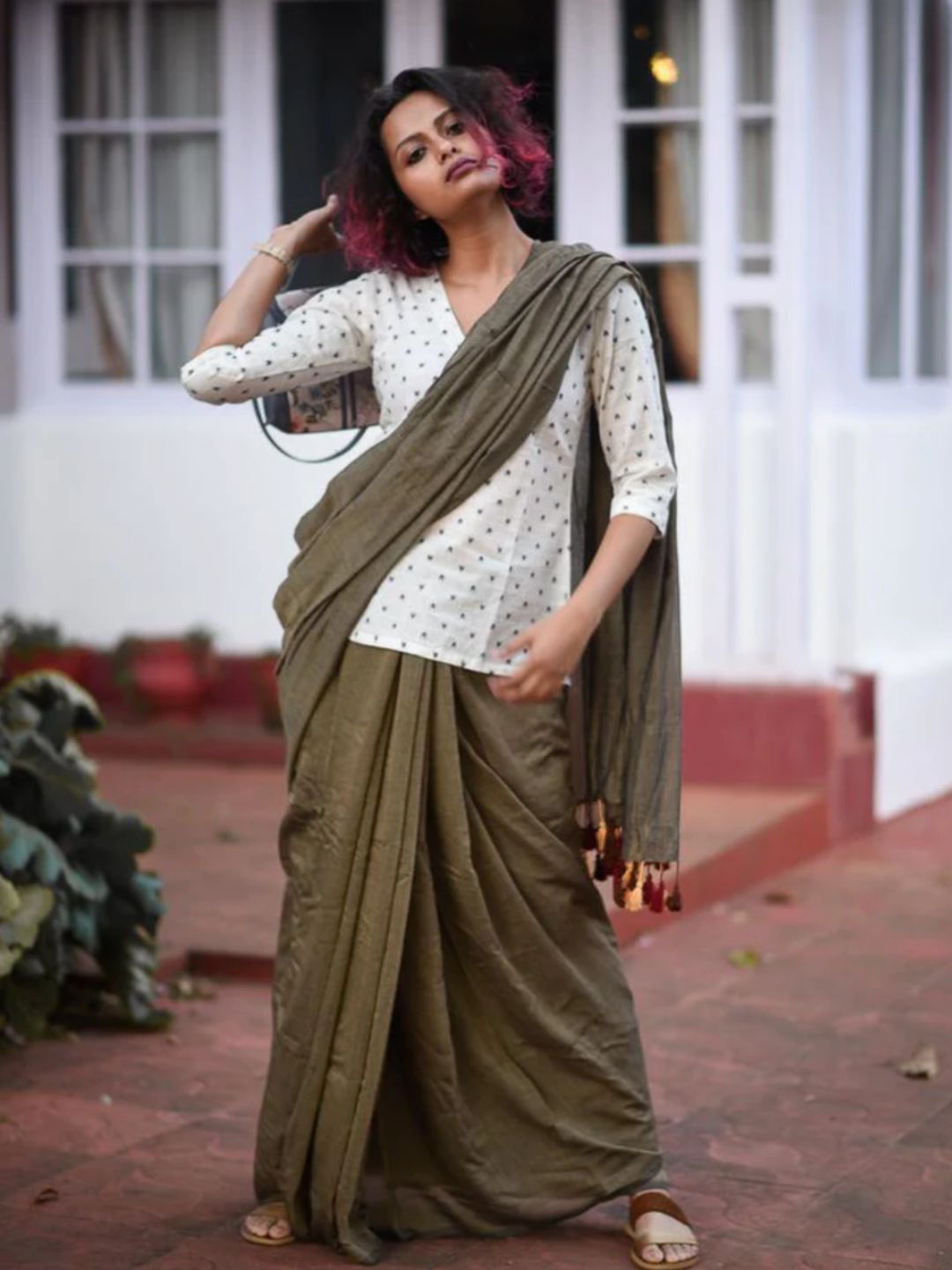 Suta Brown Pure Cotton Saree