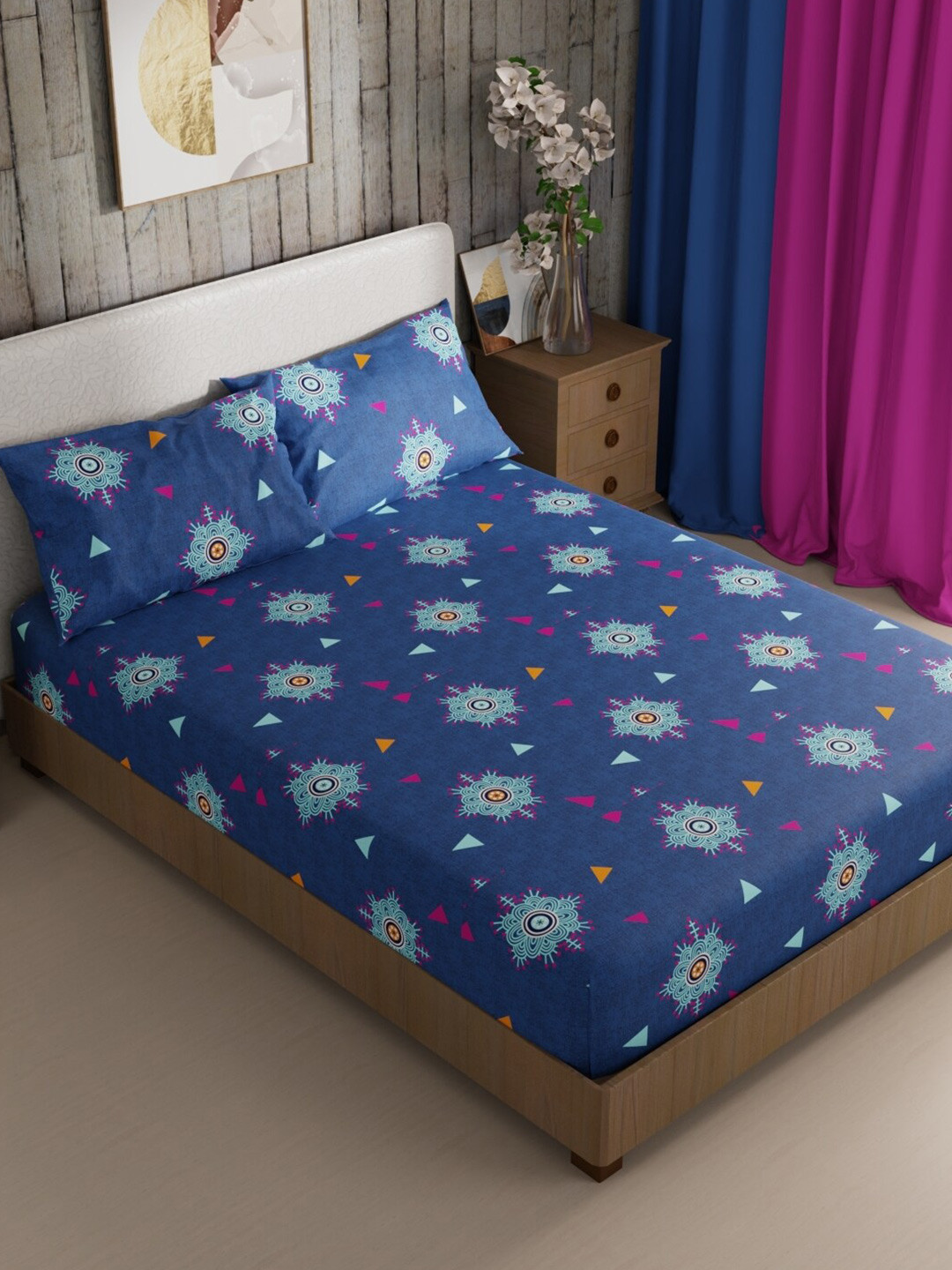 BIANCA Mikasa Navy Blue Ethnic Motifs Microfiber 200 TC King Bedsheet With 2 Pillow Covers
BIANCA Mikasa Navy Blue Ethnic Motifs Microfiber 200 TC King Bedsheet With 2 Pillow Covers