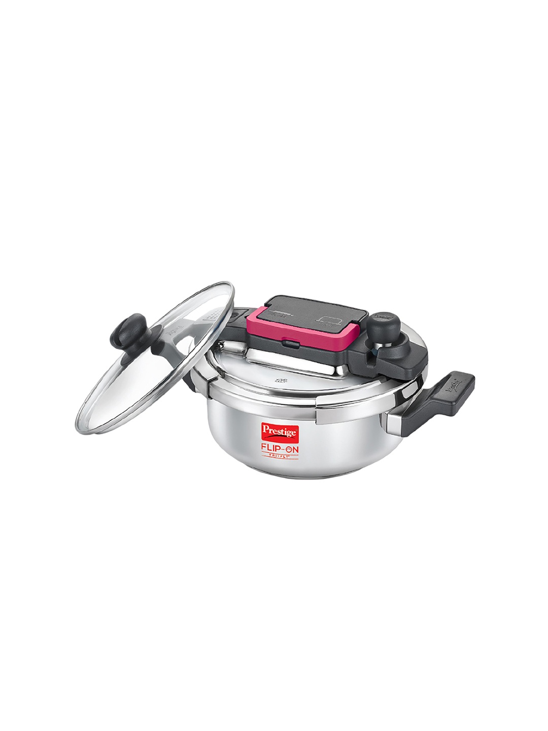 Prestige Flip-On Tri-Ply Silver Toned Stainless Steel Pressure Cooker With Glass Lid - 2 L
Prestige Flip-On Tri-Ply Silver Toned Stainless Steel Pressure Cooker With Glass Lid - 2 L