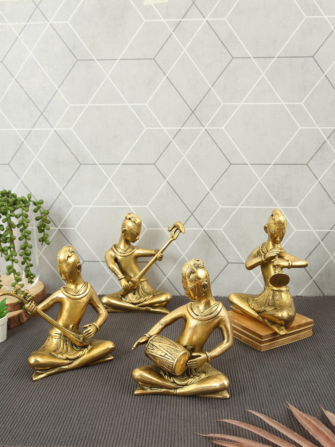Imli Street Brown 4 Pieces Textured Tribal Musicians Brass Figurine Showpieces, Gold
Imli Street Brown 4 Pieces Textured Tribal Musicians Brass Figurine Showpieces, Gold