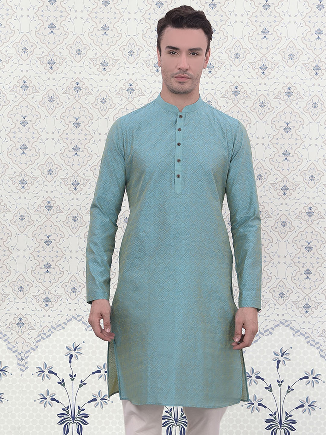 Ode by House of Pataudi Ethnic Motifs Woven Design Mandarin Collar Jacquard Straight Kurta, Blue
Ode by House of Pataudi Ethnic Motifs Woven Design Mandarin Collar Jacquard Straight Kurta, Blue