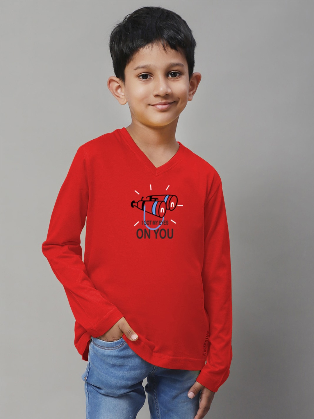 Friskers Boys Graphic Printed V-Neck Bio Wash Slim Fit Pure Cotton Sports T-shirt, Red
Friskers Boys Graphic Printed V-Neck Bio Wash Slim Fit Pure Cotton Sports T-shirt, Red