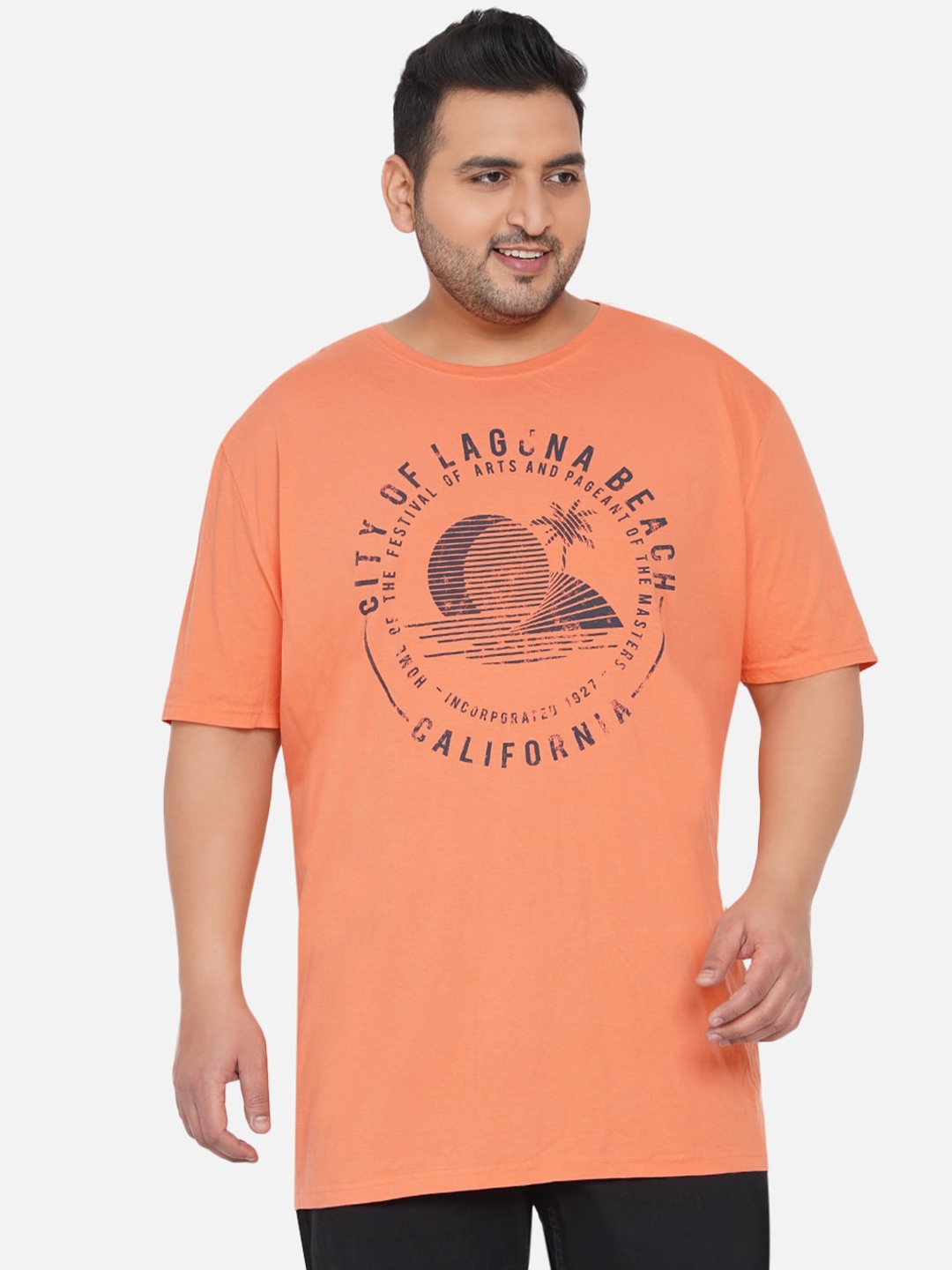 Santonio Typography Printed Pure Cotton T-shirt, Orange