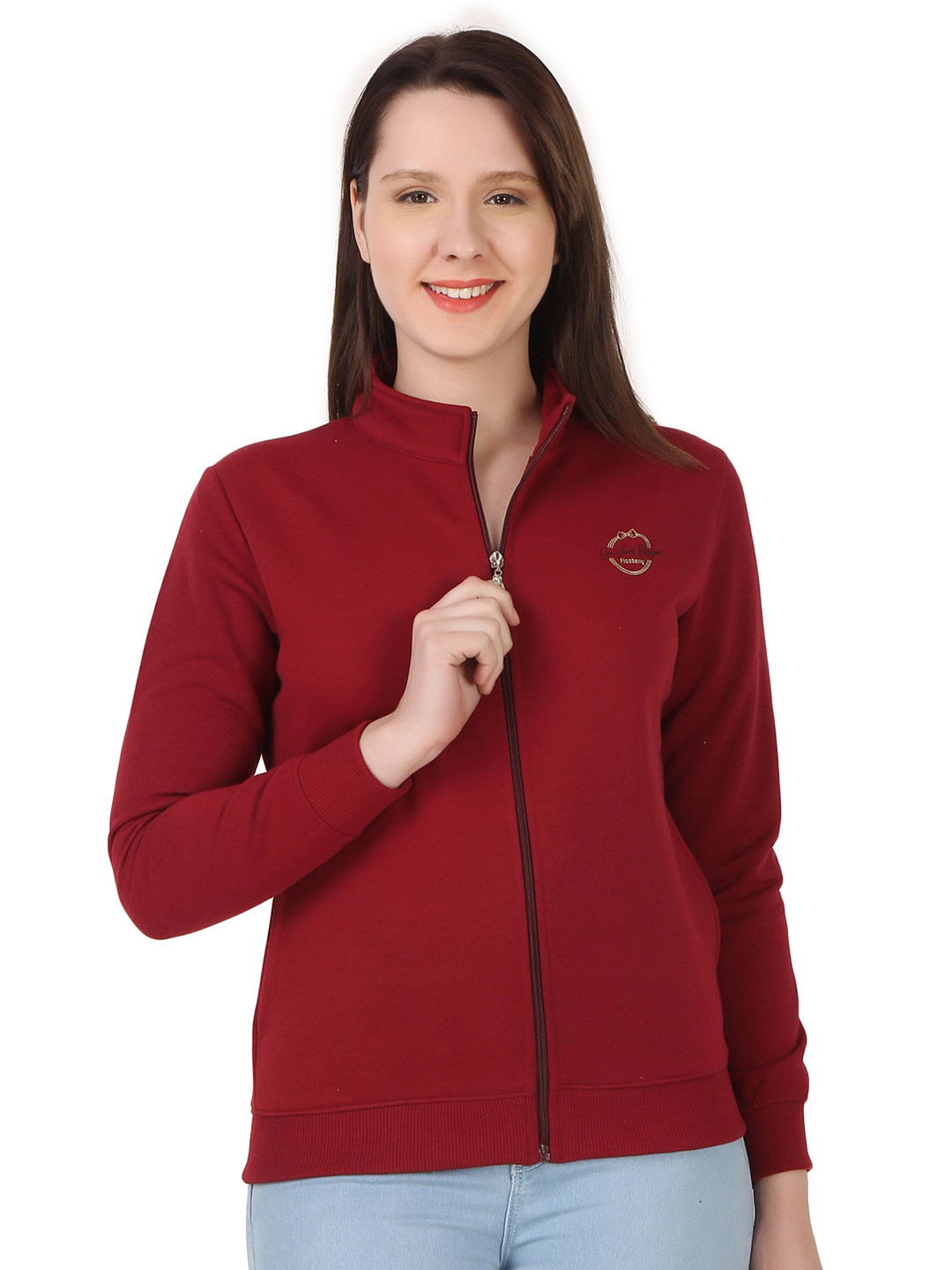 FLOSBERRY High Neck Long Sleeve Zip Closure Cotton Front-Open Sweatshirt, Maroon
FLOSBERRY High Neck Long Sleeve Zip Closure Cotton Front-Open Sweatshirt, Maroon