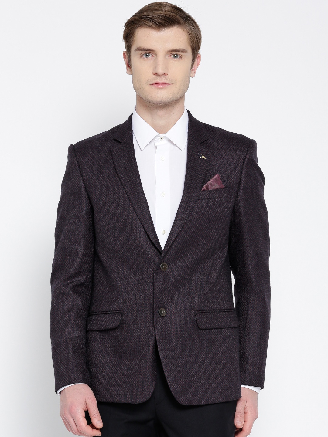 Arrow Navy Blue & Rust Red Body-Tailored Fit Self-Design Single-Breasted Formal Blazer
Arrow Navy Blue & Rust Red Body-Tailored Fit Self-Design Single-Breasted Formal Blazer