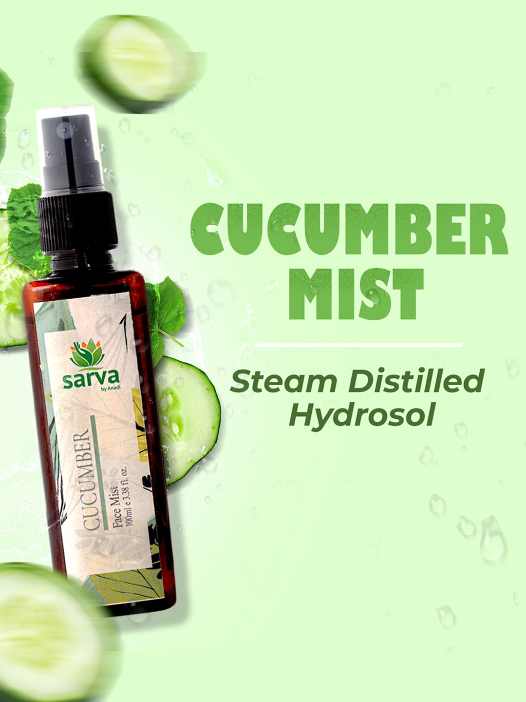 SARVA by Anadi 100% Pure & Natural Undiluted Cucumber Mist For Skin Care - 100ml, Transparent
SARVA by Anadi 100% Pure & Natural Undiluted Cucumber Mist For Skin Care - 100ml, Transparent