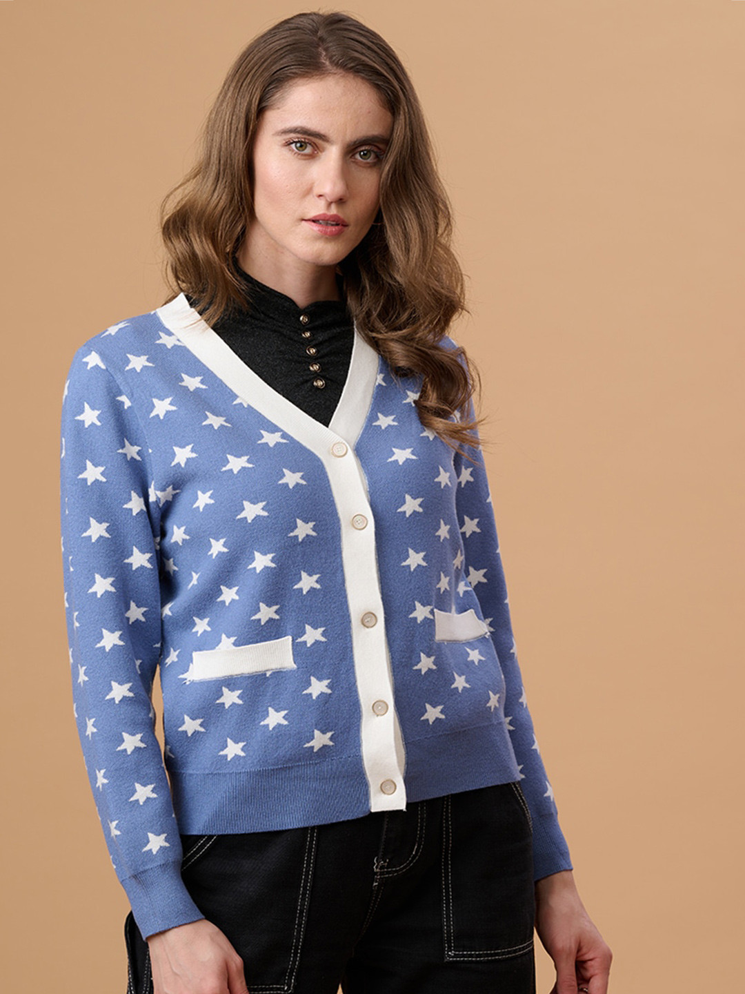 Gipsy Geometric Printed Acrylic Cardigan, Blue 
Gipsy Geometric Printed Acrylic Cardigan, Blue