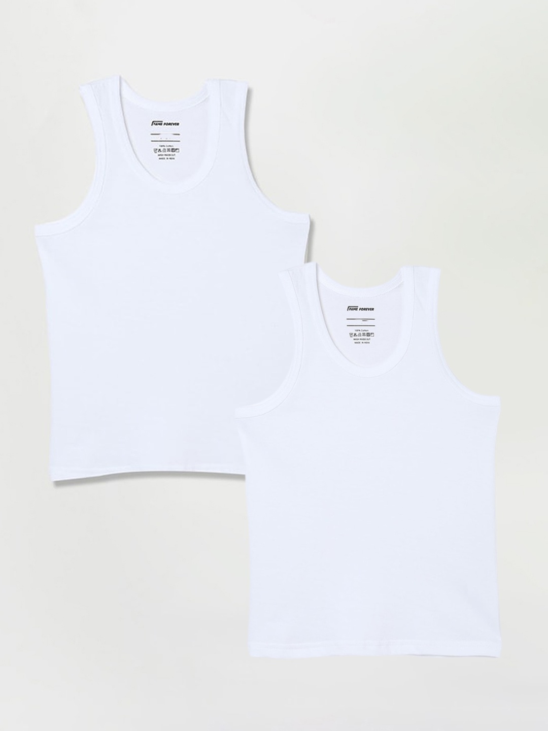 Fame Forever by Lifestyle Boys Pack Of 2 Pure Cotton Basic Innerwear Vest, White
Fame Forever by Lifestyle Boys Pack Of 2 Pure Cotton Basic Innerwear Vest, White