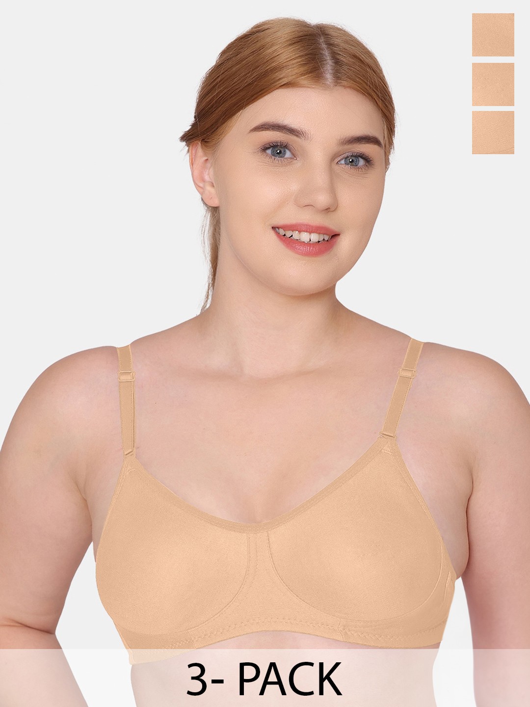 KOMLI Pack Of 3 Seamless Full Coverage Pure Cotton T-shirt Bra With All Day Comfort, Beige
KOMLI Pack Of 3 Seamless Full Coverage Pure Cotton T-shirt Bra With All Day Comfort, Beige