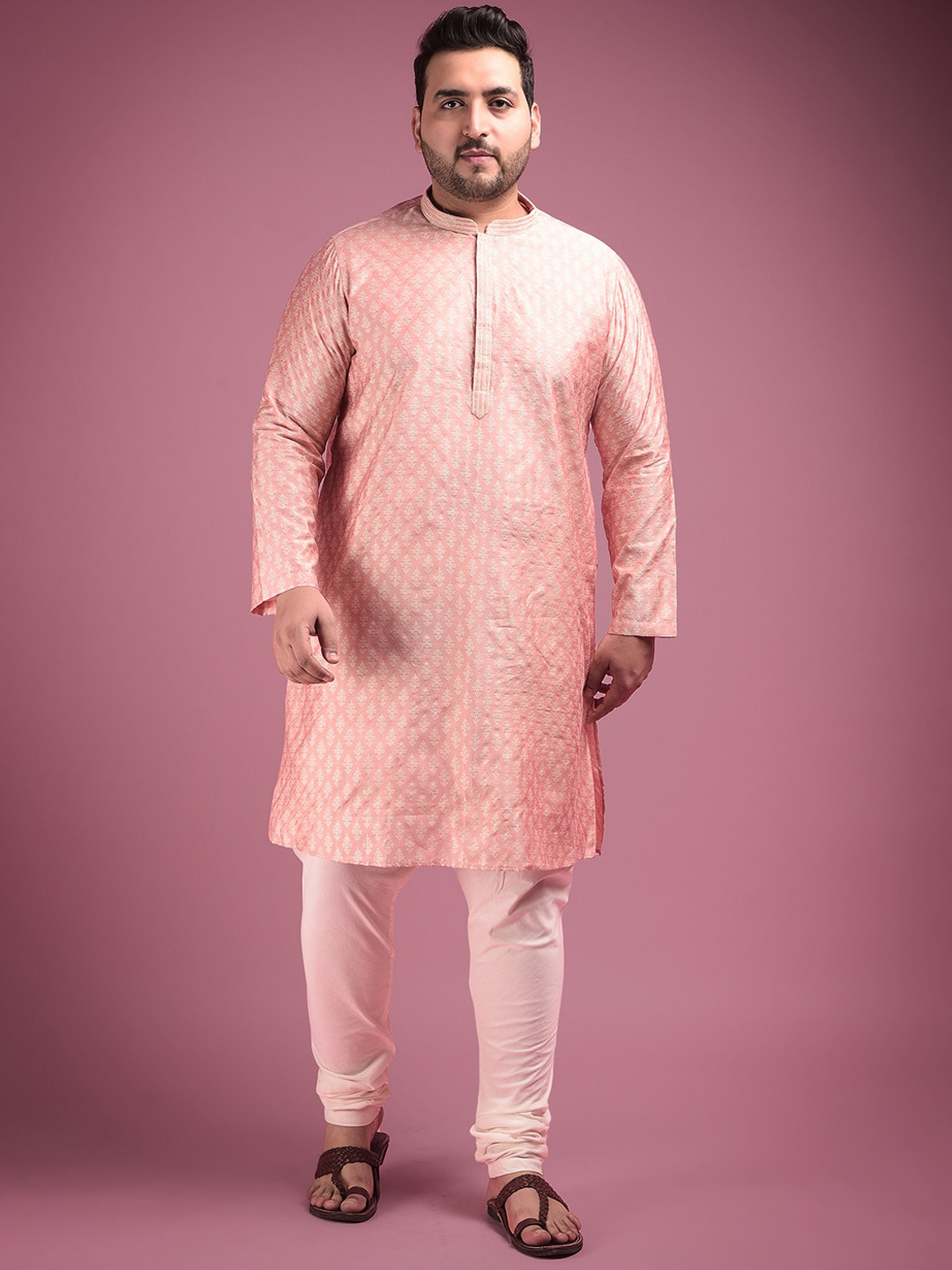 Sztori Plus Size Woven Designed Mandarin Collar Jacquard Weave Regular Kurta Set, Peach
Sztori Plus Size Woven Designed Mandarin Collar Jacquard Weave Regular Kurta Set, Peach