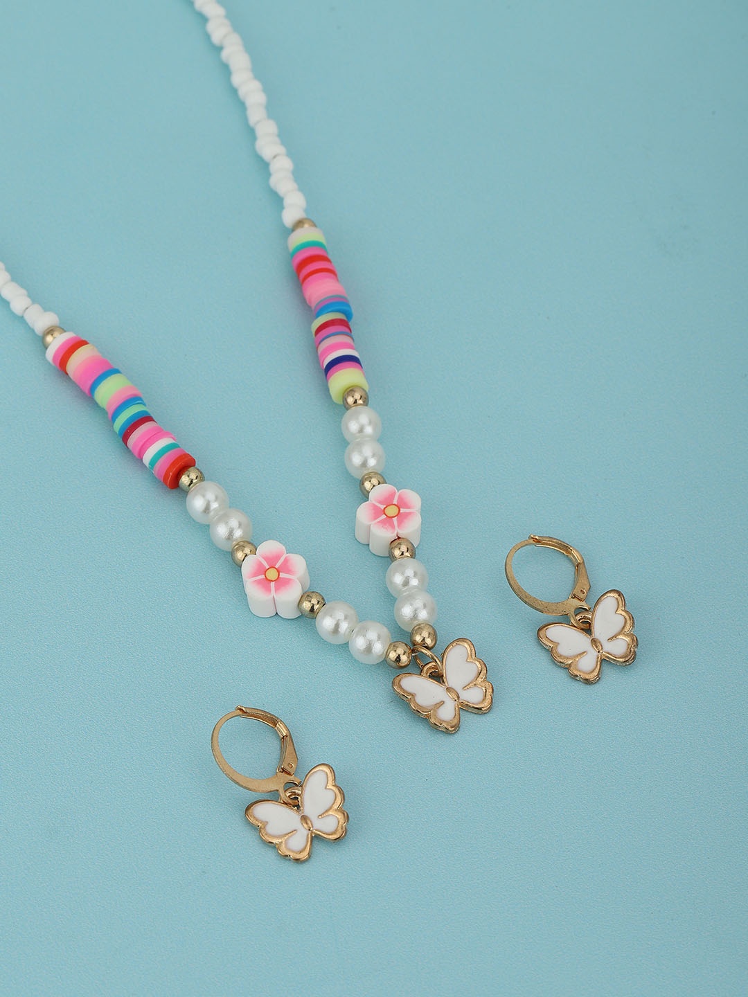 Carlton London Girls Gold-Plated Butterfly-Shaped Artificial Beads Enamelled Jewellery Set, Multi
Carlton London Girls Gold-Plated Butterfly-Shaped Artificial Beads Enamelled Jewellery Set, Multi
