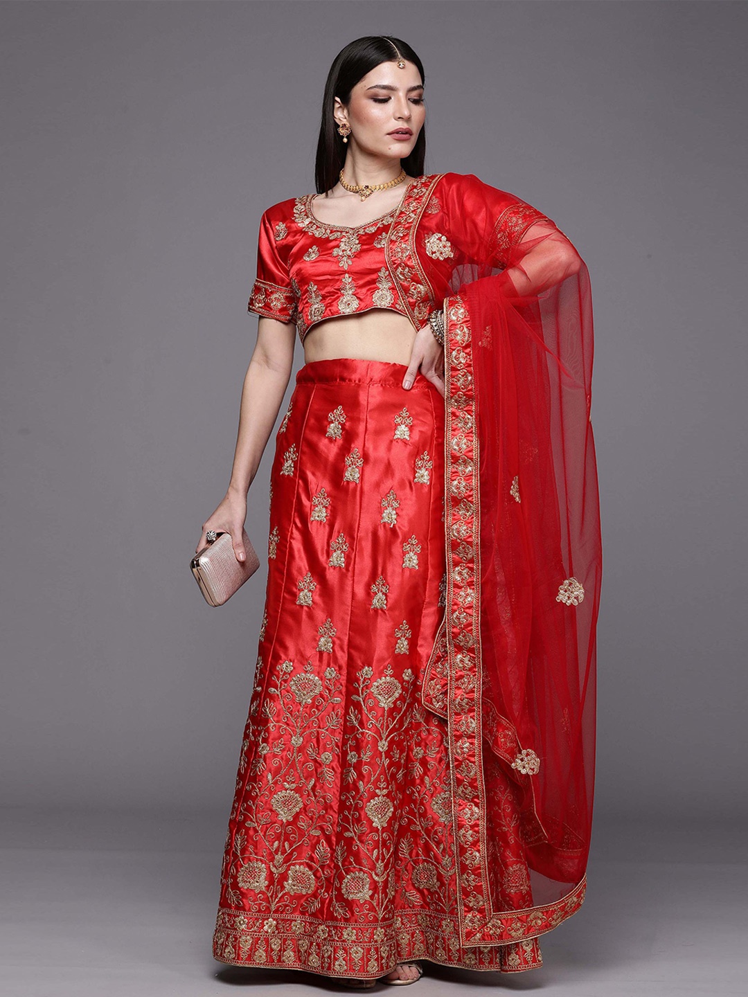 Ishin Ethnic Motif Embroidered Semi-Stitched Lehenga & Unstitched Blouse With Dupatta, Red
Ishin Ethnic Motif Embroidered Semi-Stitched Lehenga & Unstitched Blouse With Dupatta, Red