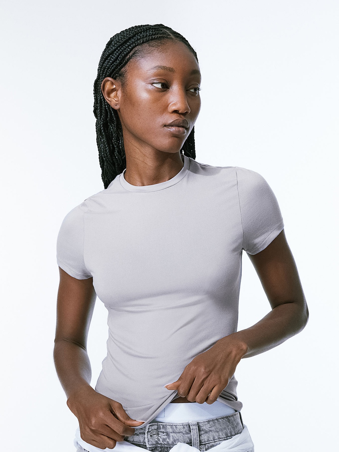 H&M Fitted T-Shirt, Grey