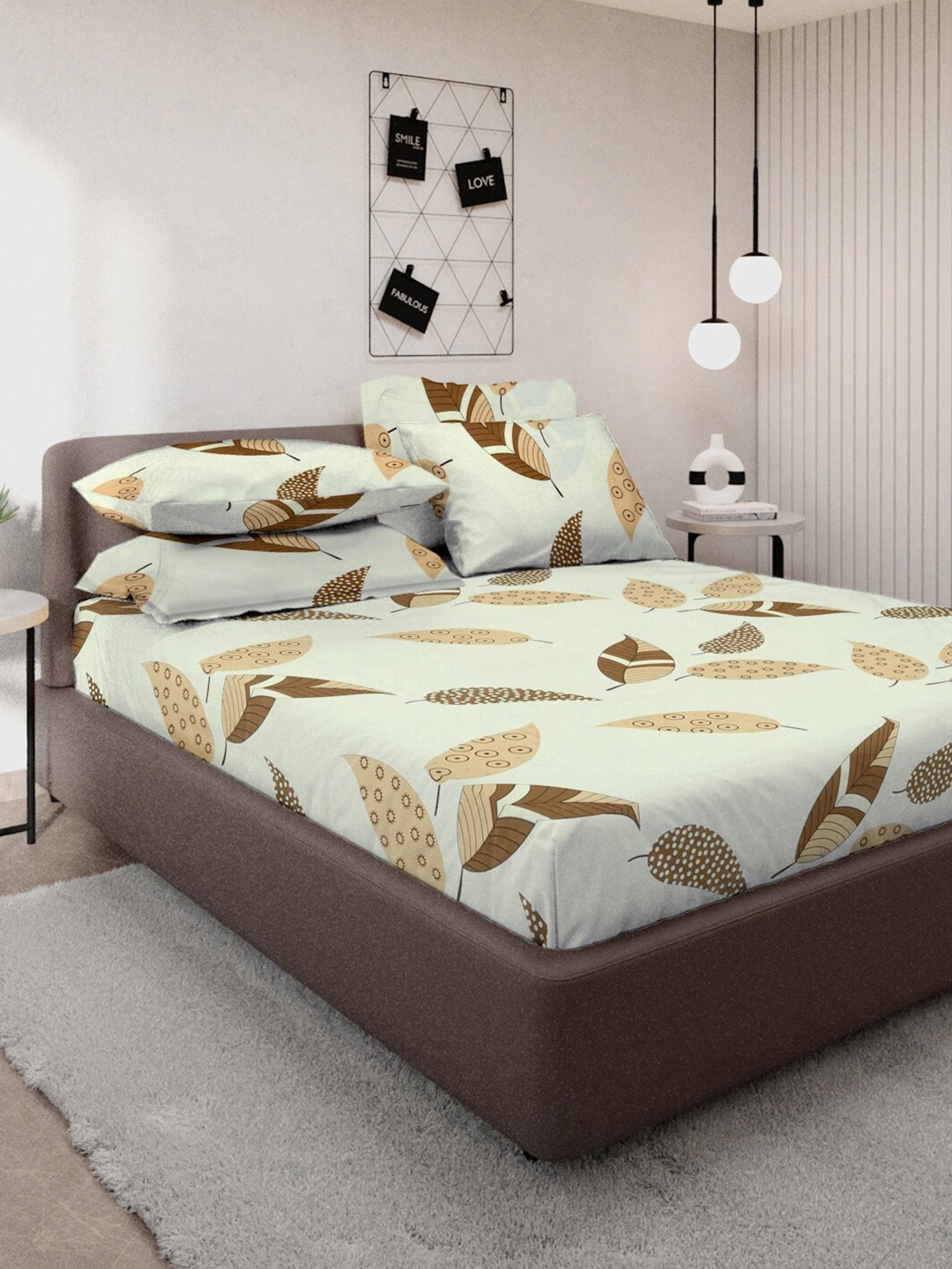 KLOTTHE Cream & Brown Printed 300 TC Double King Flat Bedsheet With 4 Pillow Covers
KLOTTHE Cream & Brown Printed 300 TC Double King Flat Bedsheet With 4 Pillow Covers