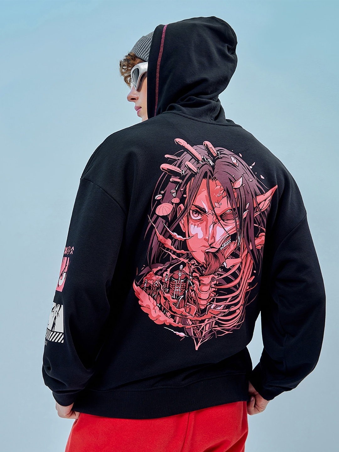 Bewakoof Subject of Ymir Printed Drop Shoulder Sleeves Hooded Cotton Oversized Pullover, Black
Bewakoof Subject of Ymir Printed Drop Shoulder Sleeves Hooded Cotton Oversized Pullover, Black