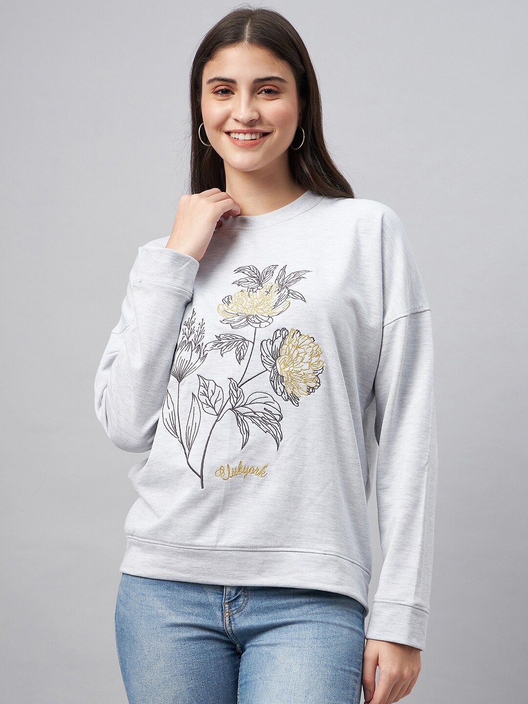 Club York Floral Printed Round Neck Long Sleeves Cotton Terry Pullover Sweatshirt, Grey
Club York Floral Printed Round Neck Long Sleeves Cotton Terry Pullover Sweatshirt, Grey