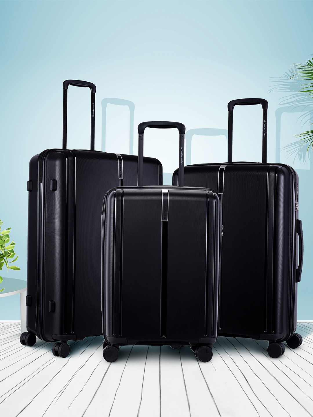 Nasher Miles The Line Polypropylene Black Trolley Bag Set 3 S/M/L 55-65-75cm
Nasher Miles The Line Polypropylene Black Trolley Bag Set 3 S/M/L 55-65-75cm
